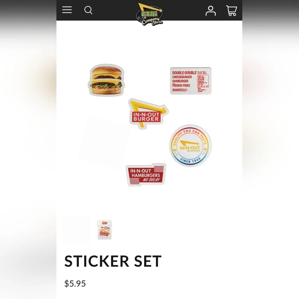 In-N-Out Burger Sticker Set, Car Decal Set Plus Black In-N-Out Print Beach Ball - Picture 6 of 6